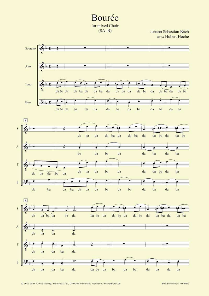 Bourée für gemischten Chor (Stimme) - hier klicken Bourée für gemischten Chor (Stimme) - hier klicken