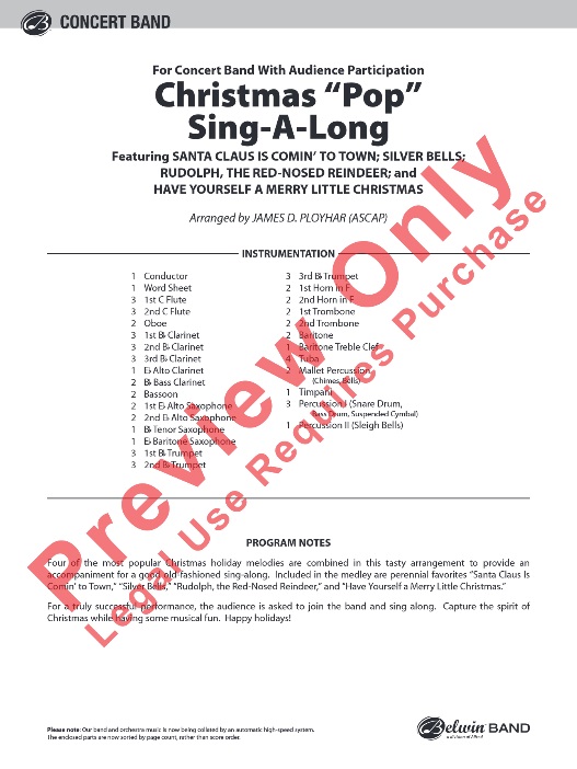Christmas 'Pop' Sing Along (for Concert Band with Audience Participation) - hier klicken