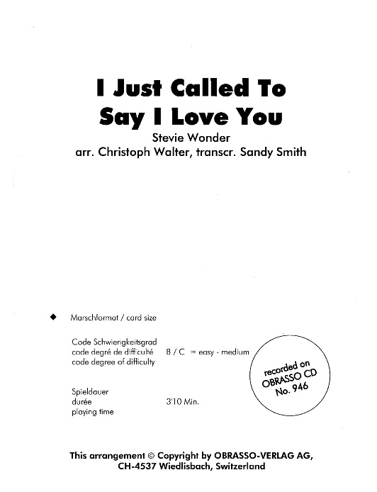 I Just Called to Say I Love You - hier klicken