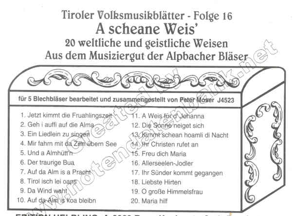 Tiroler Volksmusikblätter #16: A scheane Weis' - hier klicken Tiroler Volksmusikblätter #16: A scheane Weis' - hier klicken