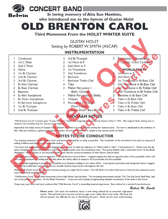 Old Brenton Carol (from the Holst 'Winter Suite') - hier klicken